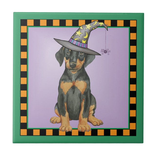 Azulejo De Cerámica Doberman Witch (Frente)