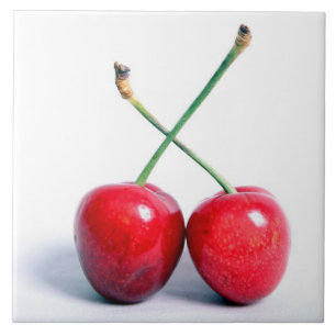 Azulejo De Cerámica Doble cerezas cierran mosaicos de fotos