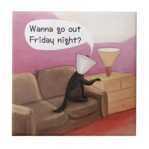 Azulejo De Cerámica Dog Cone Dating Funny Personalizado