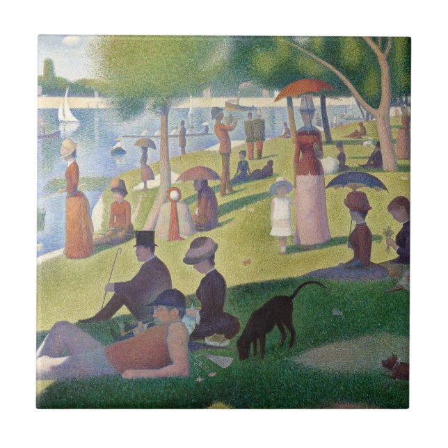 Azulejo De Cerámica Domingo en la pintura de La Grande Jatte Seurat (Frente)