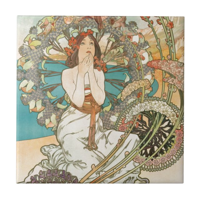 Azulejo De Cerámica Doncella en rezo (Frente)