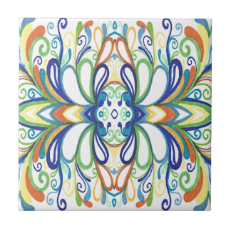 Azulejo De Cerámica Doodle intrépido, brillante de la pintada