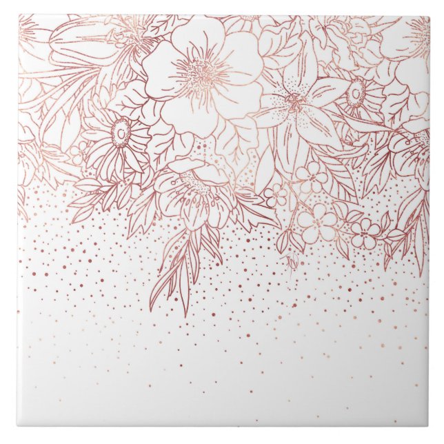 Azulejo De Cerámica Doodles florales y confetti dibujados a mano con o (Frente)