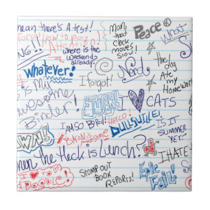 Azulejo De Cerámica Doodles y refranes divertidos de la escuela