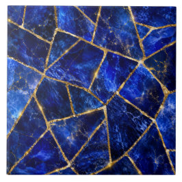 Azulejo de Cerámica Dorada Mosaico Real Zafiro