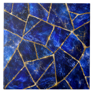 Azulejo de Cerámica Dorada Mosaico Real Zafiro