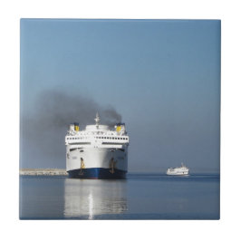 Azulejo De Cerámica Dos Ferrys En Grecia