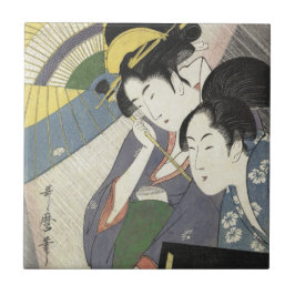 Azulejo De Cerámica Dos mujeres bajo arte de Kitagawa Utamaro del