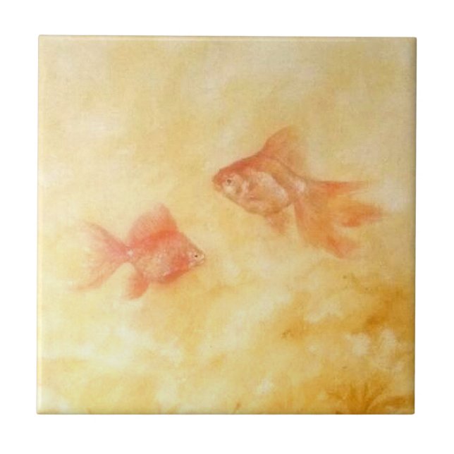 Azulejo De Cerámica Dos peces dorados (Frente)