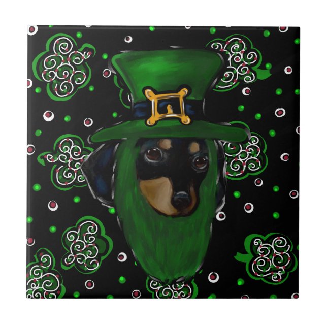 Azulejo De Cerámica Doxie Saint Patty (Frente)