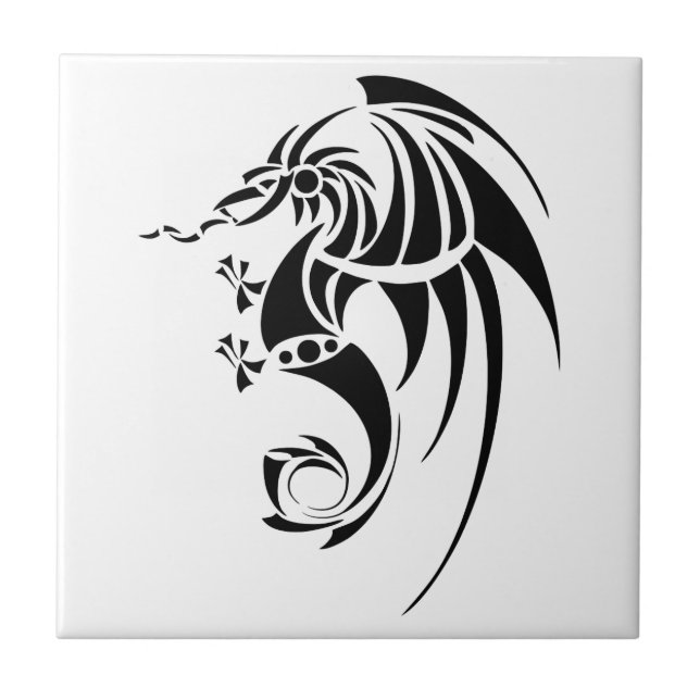 Azulejo De Cerámica Dragissous V1 - dragón negro (Frente)