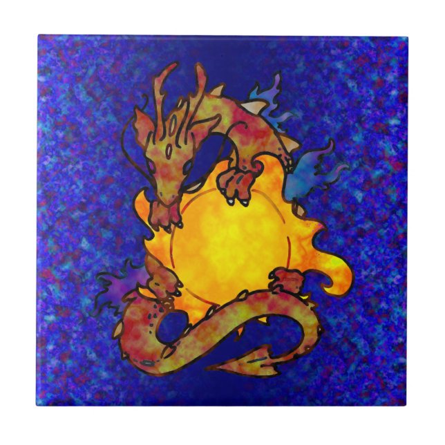 Azulejo De Cerámica Dragón de Sun (Frente)