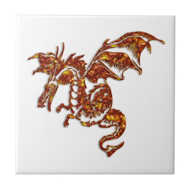 Azulejo De Cerámica Dragón en llamas (Frente)