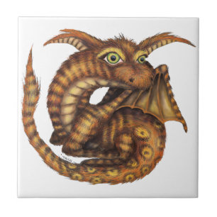 Azulejo De Cerámica Dragón peludo lindo