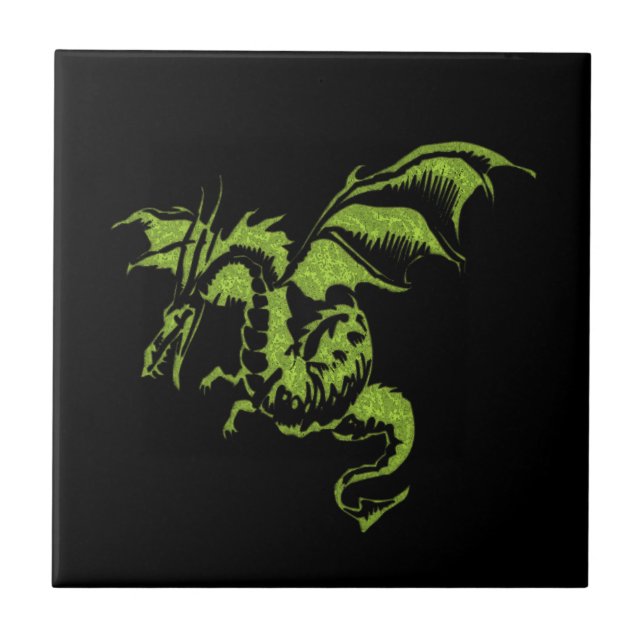 Azulejo De Cerámica Dragón Verde (Frente)
