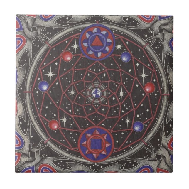 Azulejo De Cerámica dreamcatcher del espacio interno (Frente)