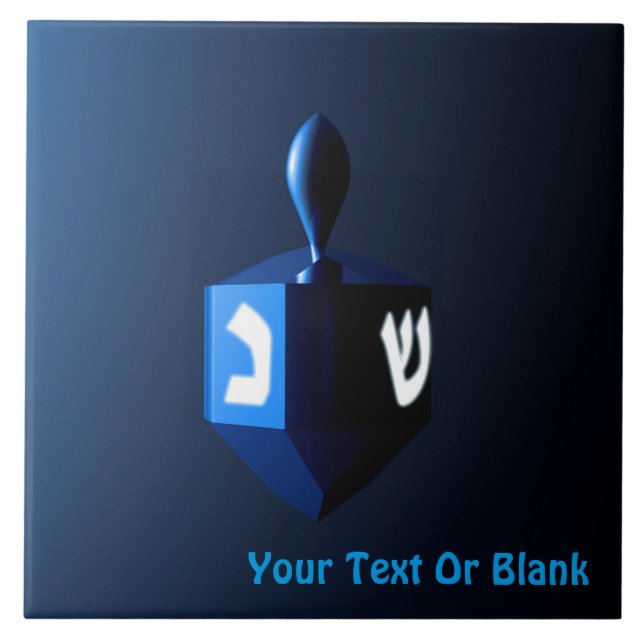 Azulejo De Cerámica Dreidel azul brillante (Frente)