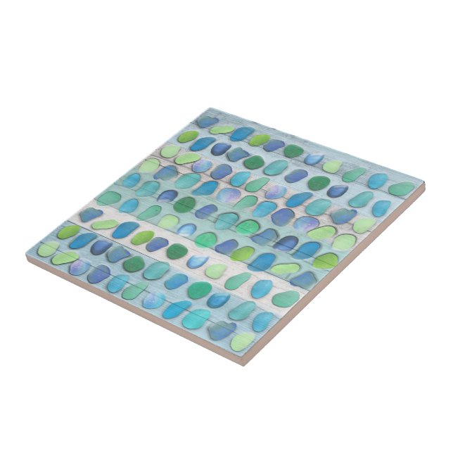 Azulejo De Cerámica Driftwood de cristal de la playa del mar (Lado)