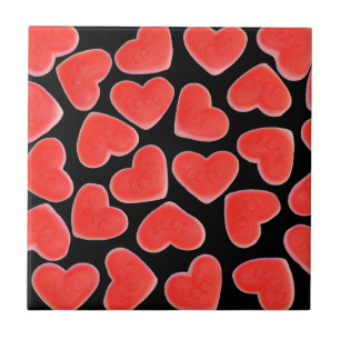 Azulejo De Cerámica Dulce Corazones Tela negra