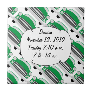 Azulejo De Cerámica Dulce Green Retro Car Baby Shower Regalos