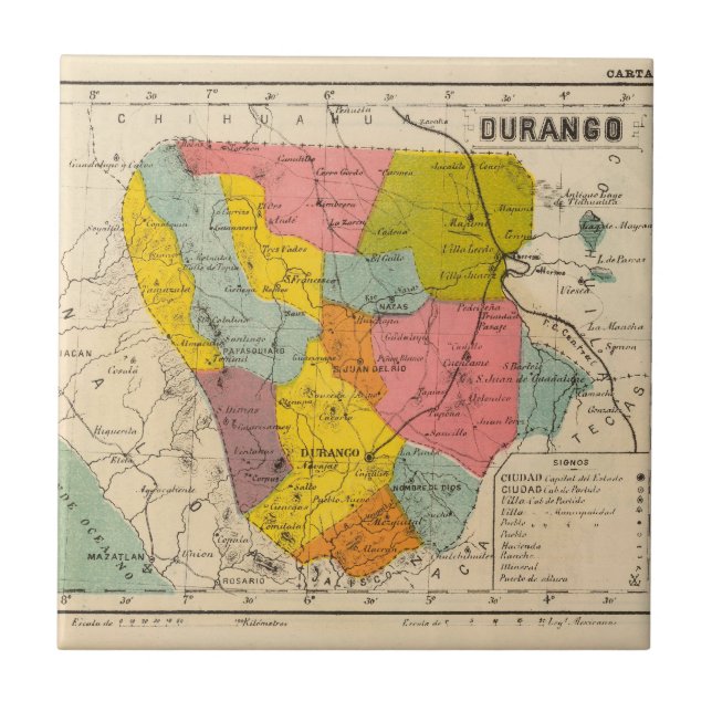 Azulejo De Cerámica Durango, México (Frente)