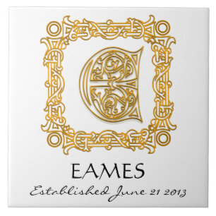 Azulejo De Cerámica "E" Apellido Boda Aniversario Día Monograma Tile