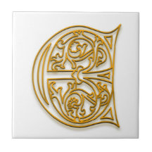 E Monograma "Oro irlandés" Tile cerámico