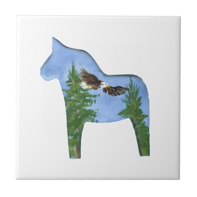Azulejo De Cerámica Eagle Dala Horse Tile (Frente)