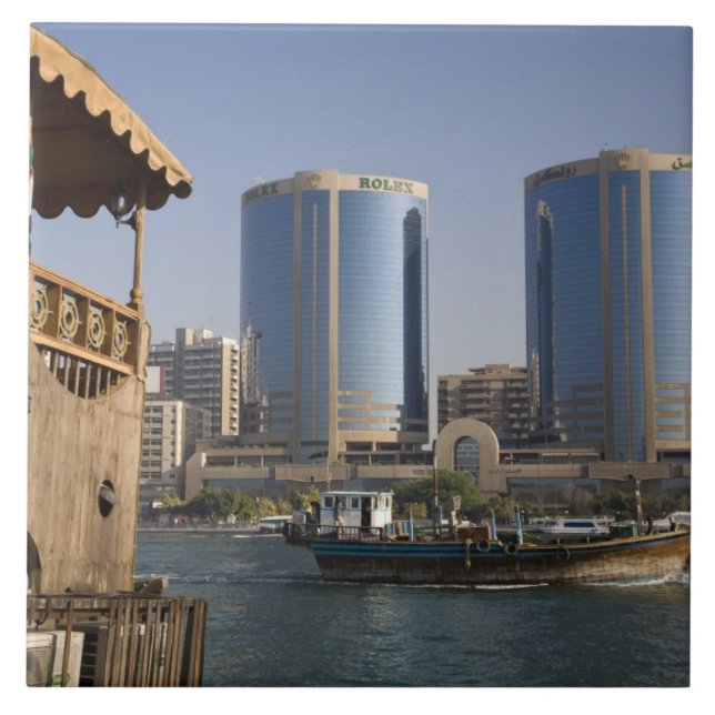 Azulejo De Cerámica EAU, Dubai, Dubai Creek. Canal de cruceros Dhow (Frente)