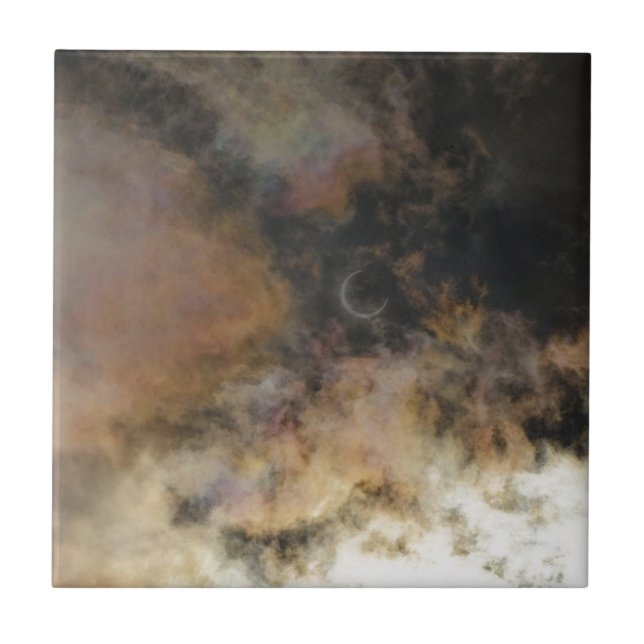 Azulejo De Cerámica Eclipse solar y nubes (Frente)