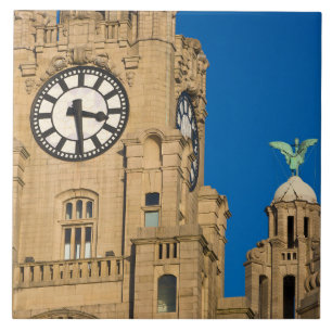 Azulejo De Cerámica Edificio del Hígado, Liverpool, Merseyside, Ingla