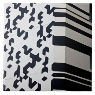 Azulejo De Cerámica Edificio moderno en blanco y negro en Hong Kong