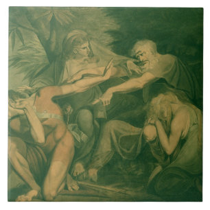 Azulejo De Cerámica Edipo que maldice a su hijo Polynices - "va a