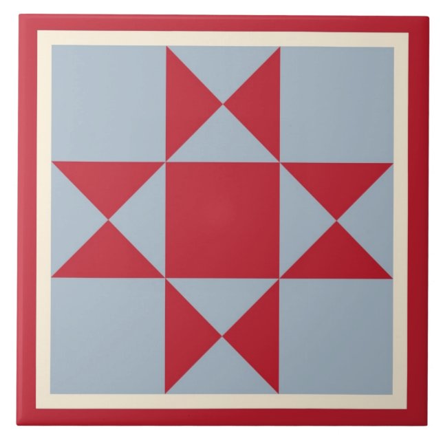 Azulejo De Cerámica Edredón Trivet - estrella de Ohio (escarlata/gris) (Frente)