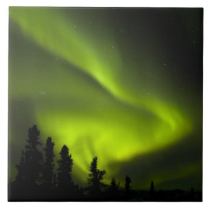 Azulejo De Cerámica EE. UU., Alaska, Chena Hot Springs. Aurora Boreal