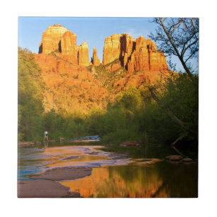 Azulejo De Cerámica EE. UU., Arizona. Cathedral Rock al atardecer