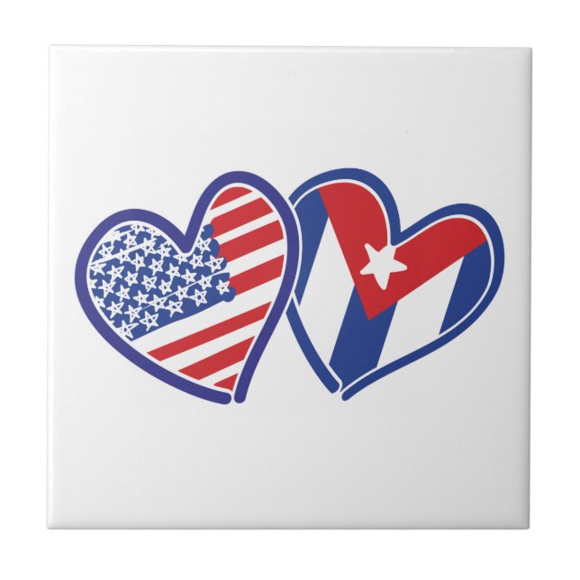 Azulejo De Cerámica EE.UU. Cuba Love Hearts (Frente)