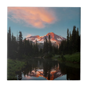 Azulejo De Cerámica EE. UU., Estado de Washington. Reflejado en el Mt.