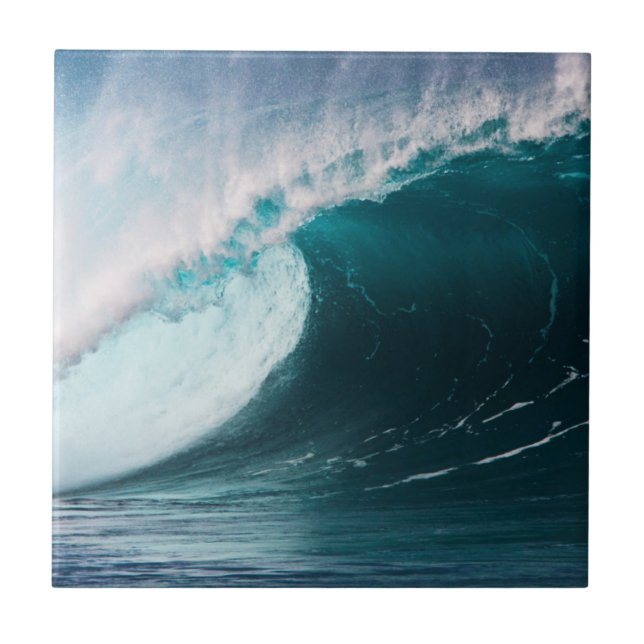 Azulejo De Cerámica EE. UU., Hawái, Oahu, Olas grandes (Frente)
