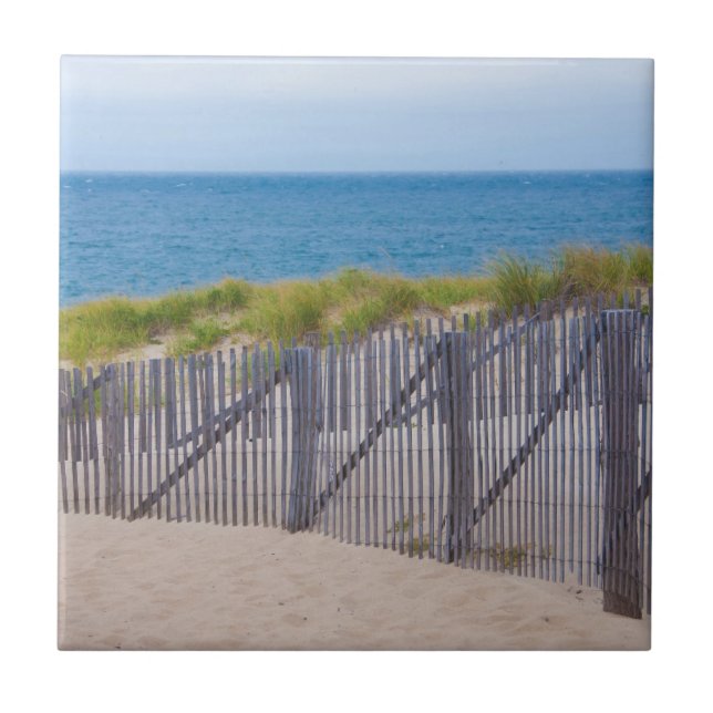 Azulejo De Cerámica EE.UU., Massachusetts. Dunas Y Ruta (Frente)