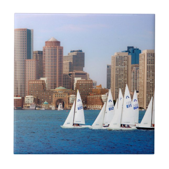 Azulejo De Cerámica EE. UU., Massachusetts. Horizonte de Boston 4 (Frente)