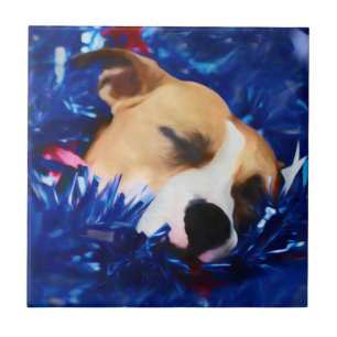 Azulejo De Cerámica EE.UU. Patriótico Dog American Pit Bull Terrier