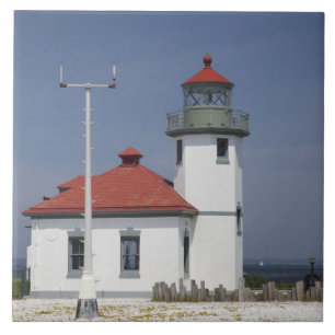 Azulejo De Cerámica EE. UU., Washington, Seattle, Alki Point Lighthous