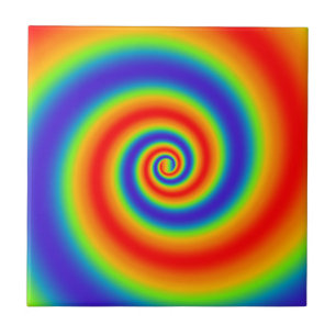 Azulejo De Cerámica Efecto espiral colorido del gradiente del arcoiris