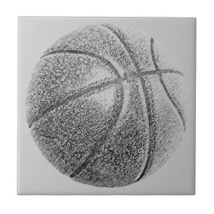 Azulejo De Cerámica Efecto lápiz de escala de grises Baloncesto