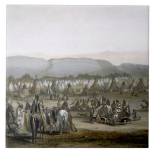 Azulejo De Cerámica El acampamento de los indios de Piekann, platea 43