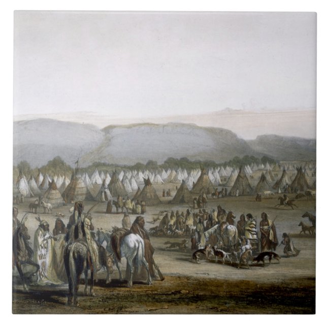 Azulejo De Cerámica El acampamento de los indios de Piekann, platea 43 (Frente)