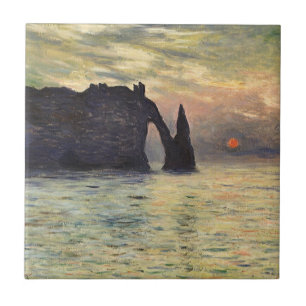 Azulejo De Cerámica El acantilado Etretat, puesta de sol de Claude Mon