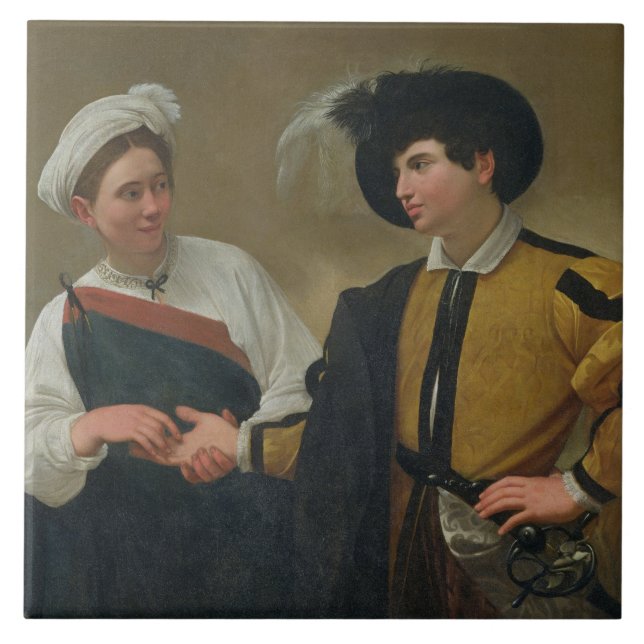 Azulejo De Cerámica El adivino (La Buona Ventura), c.1594 (Frente)