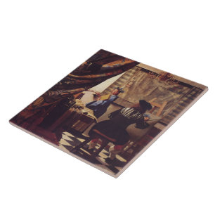 Azulejo De Cerámica El Arte de Pintar por Johannes Vermeer